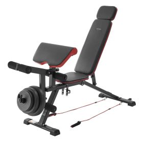 Weight Bench Sit up Bench for Home Gym Strength Training Workout Adjustable (Dumbbell Bench Type: Combination Type with Preacher Pad + Two-way Leg Training)