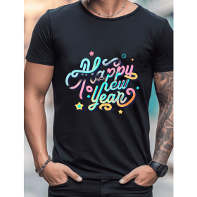 2025 New Year Cotton T-Shirt for Men - Stylish & Comfortable Short Sleeve Tee for All Seasons (Style: 27)