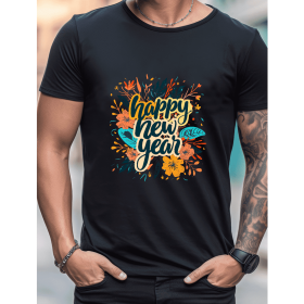 2025 New Year Cotton T-Shirt for Men - Stylish & Comfortable Short Sleeve Tee for All Seasons (Style: 24)