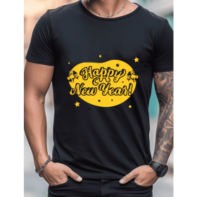 2025 New Year Cotton T-Shirt for Men - Stylish & Comfortable Short Sleeve Tee for All Seasons (Style: 28)