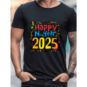 2025 New Year Cotton T-Shirt for Men - Stylish & Comfortable Short Sleeve Tee for All Seasons (Style: 8)