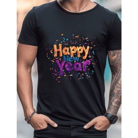 2025 New Year Cotton T-Shirt for Men - Stylish & Comfortable Short Sleeve Tee for All Seasons (Style: 1)