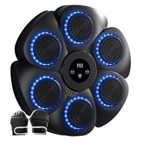 Unisex Smart Bluetooth Music Boxing Machine  Wall Mount Punch Trainer With Shockabsorb Foam RGB Targets  Built-In Speaker Digital Counter Adjusta (Option: Black)