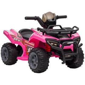 6V Kids ATV Quad, 4 Wheeler Battery Powered Electric Ride on Car with Music, Forward, for Boys and Girls Ages 18-36 Months, Pink (Option: Pink)