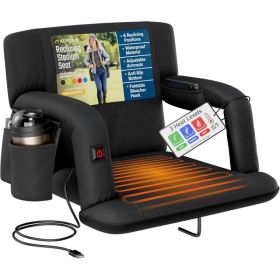 Alpcour Heated Reclining Stadium Seat For Bleachers With Back Support (Option: Black-21Wide)