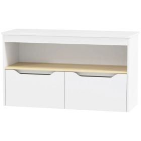 Kids Bookshelf with 2 Drawers, Large Tabletop, Shelf, for Nursery, Kids Room, Bedroom, Living Room, White (Option: White)