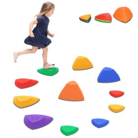 11 PCs Stepping Stones Kids with Non-slip Rubber, Stackable Balance River Stones for Obstacle Course Sensory Play, Outdoor Indoor for 3-8 Years O (Option: Multi Colour)