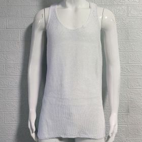 Men's Summer Loose Sleeveless Knitted Vest (Option: White-XXL)